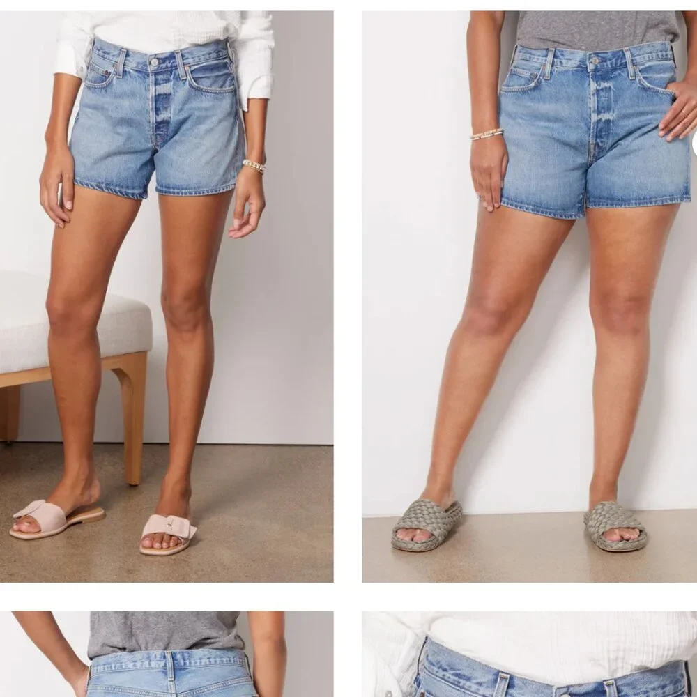 Agolde Light Blue Denim Jean Shorts
